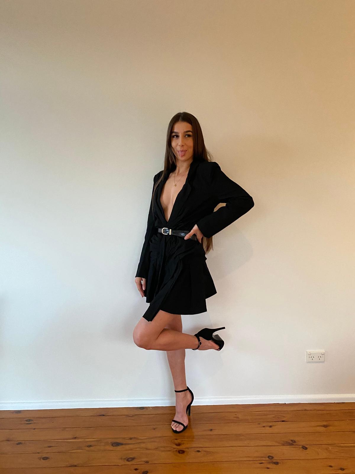 Ivory & Chain Michigan Blazer Mini Dress Black Size 6 - Image 2