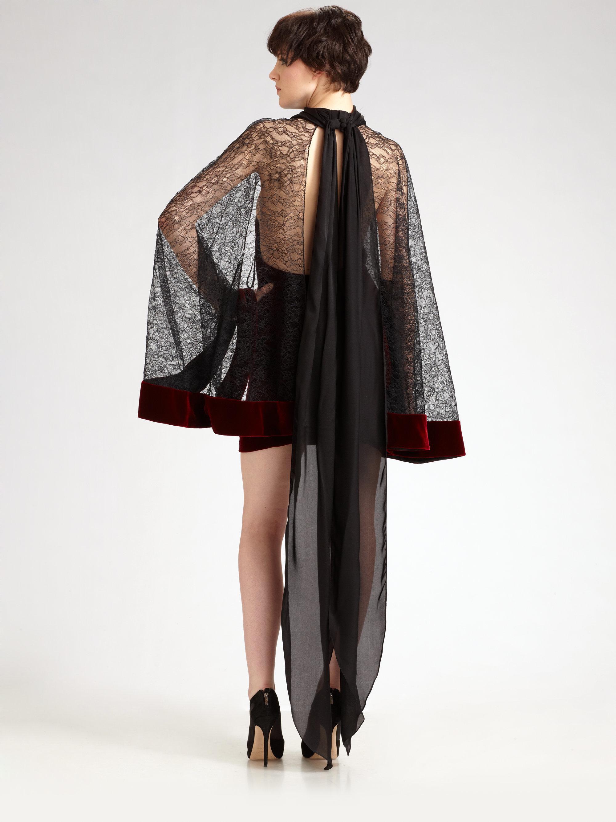Alexander Wang Red Velvet Backless Mini Lace Sleeve Dress Rare Size 8 - Image 3