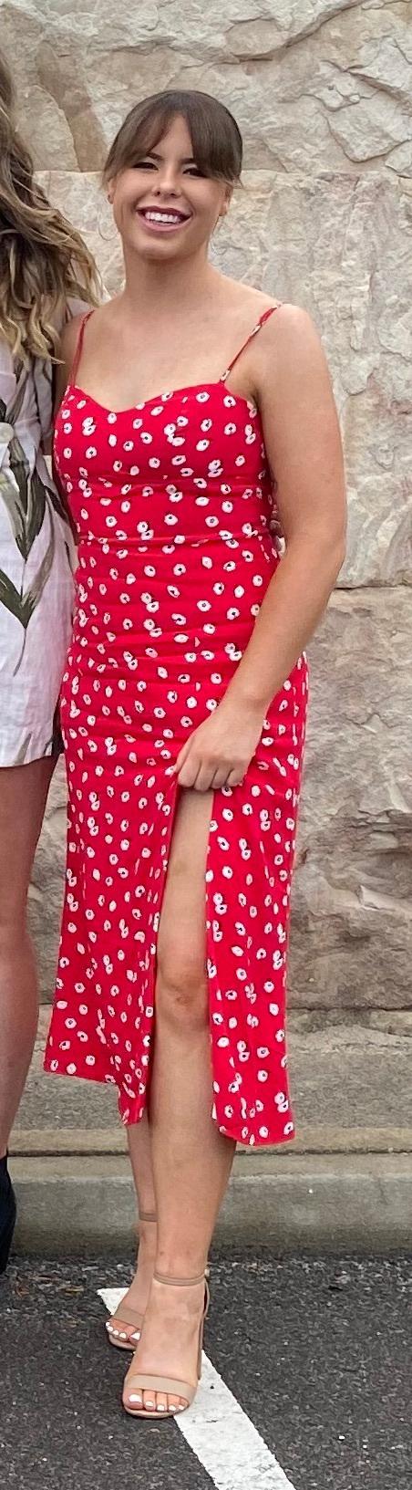 KOOKAI MIDI DRESS FLORAL PATTERN RED SIZE 8 - Image 2