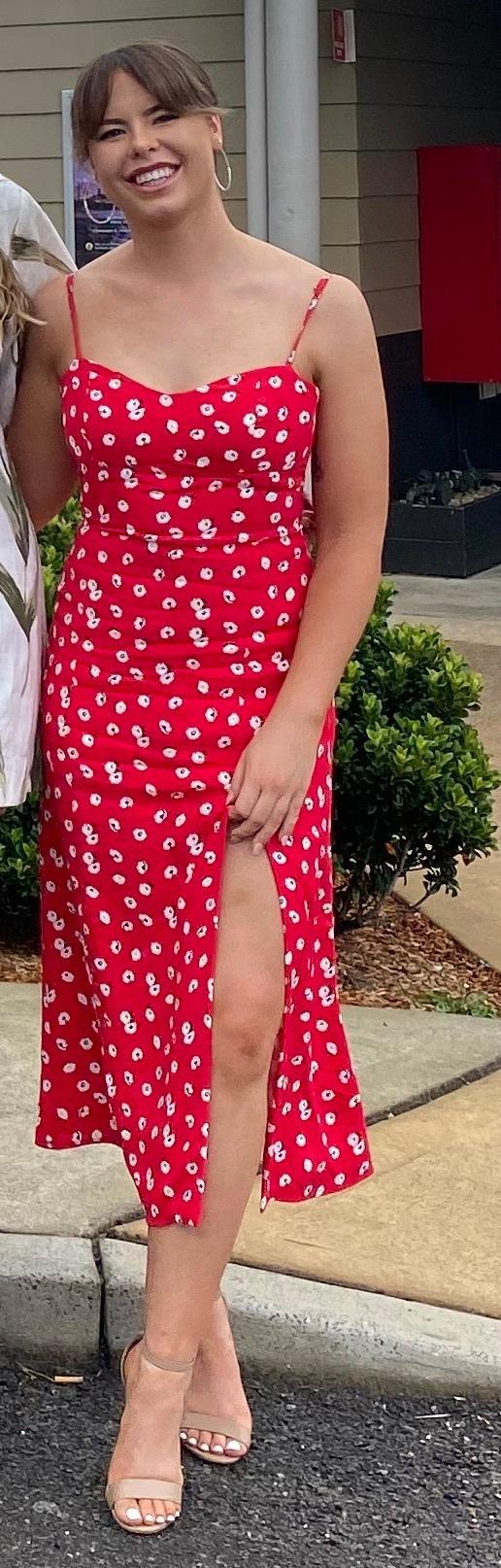 KOOKAI MIDI DRESS FLORAL PATTERN RED SIZE 8 - Image 1