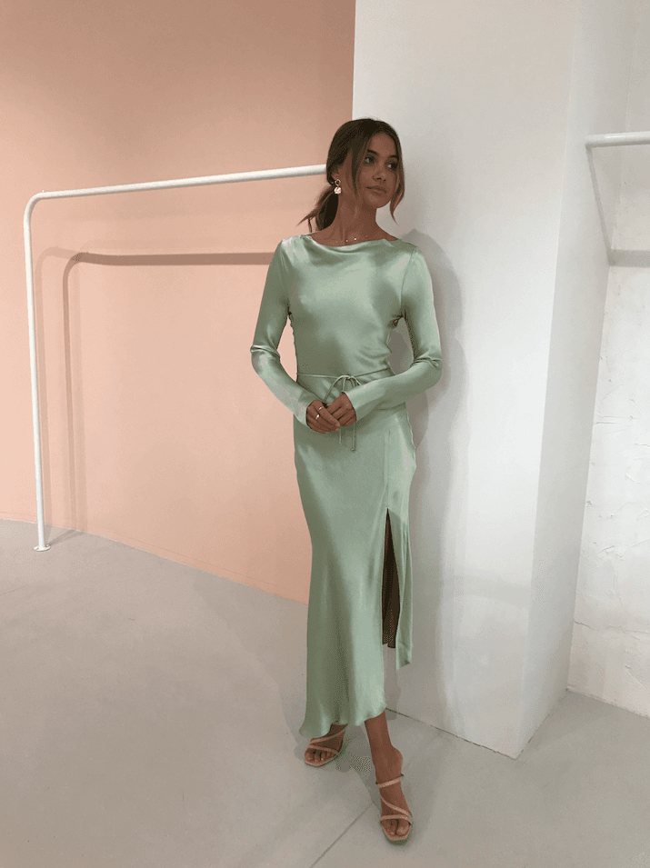 Bec & Bridge - Crest Long Sleeve Midi Dress (Peppermint) - Image 1