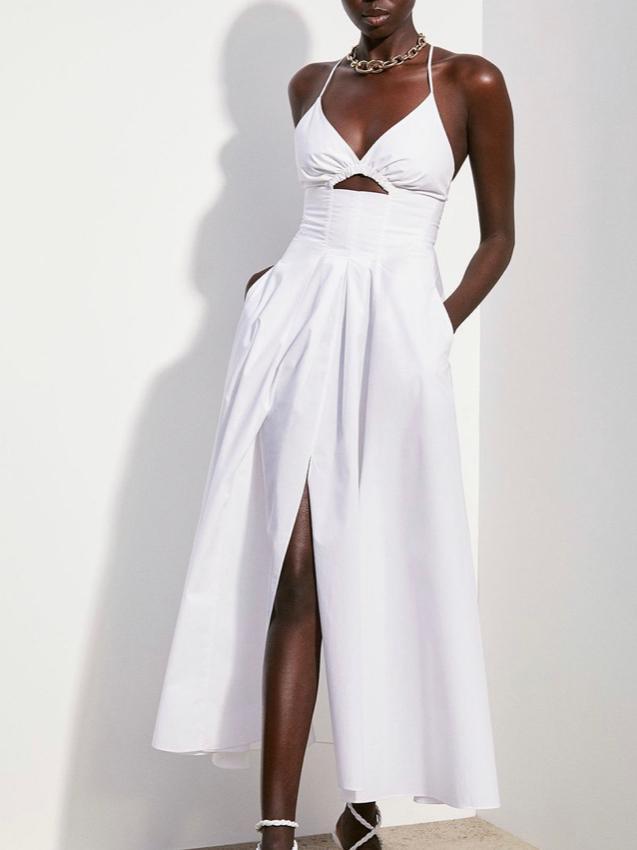 Scanlan Theodore White Cotton Strappy dress size 8 - Image 1