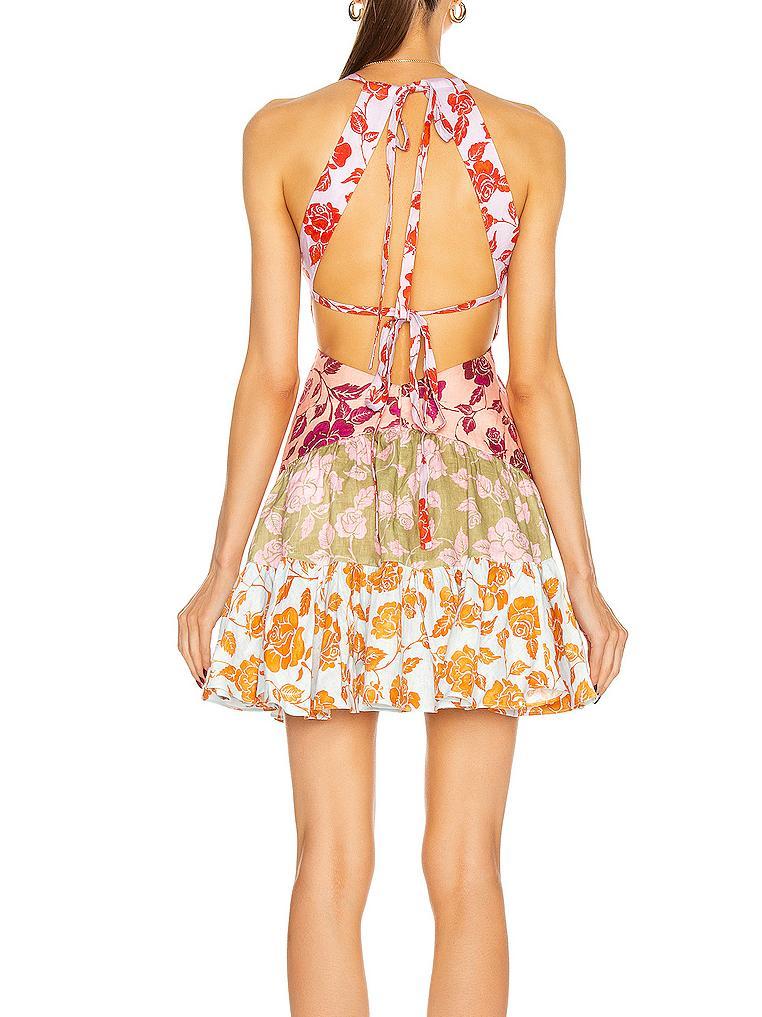 Zimmermann The Lovestruck V Neck Mini Dress Mixed Roses Size 6 for rent on The Volte - main image