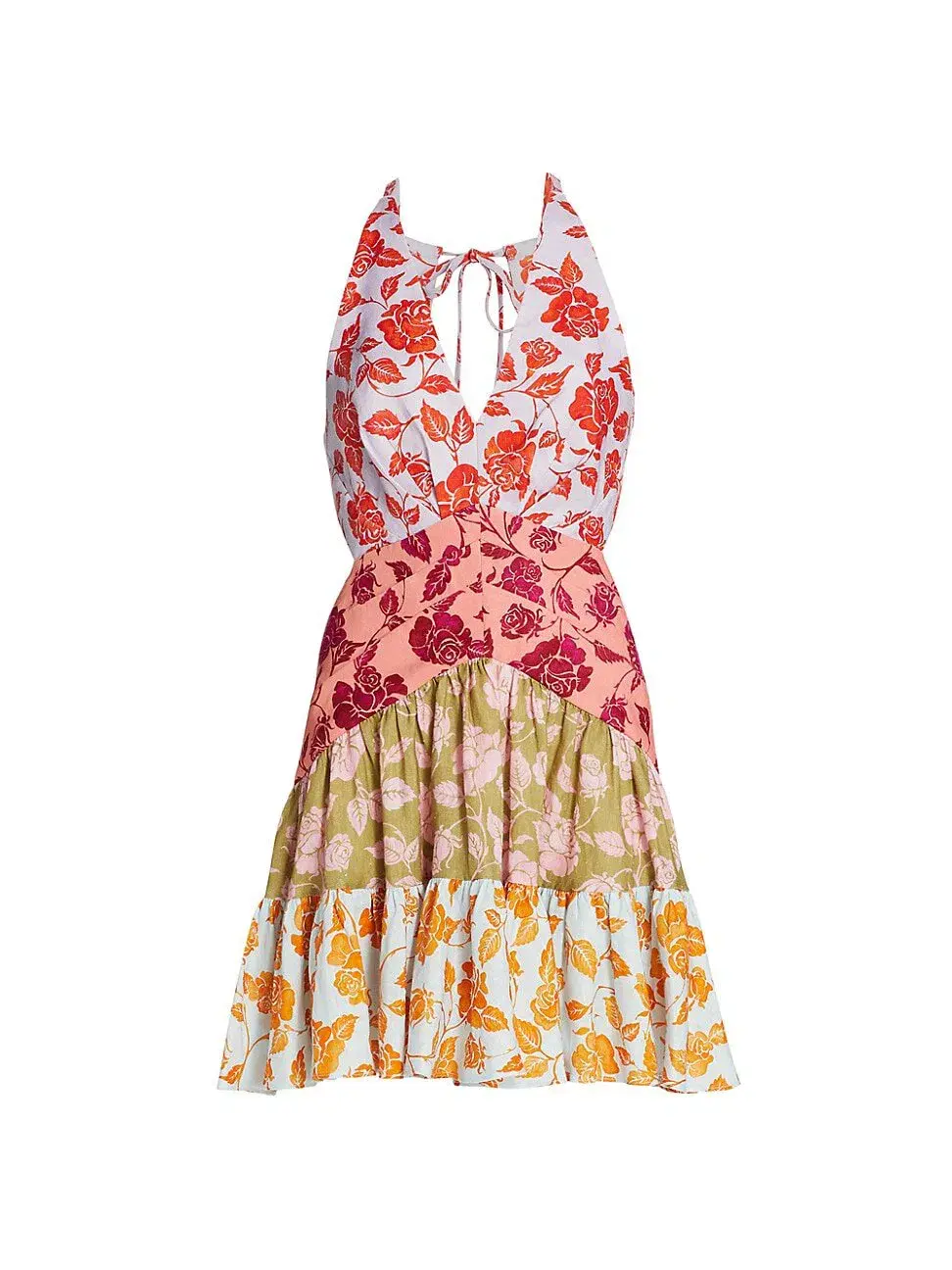 Zimmermann The Lovestruck V Neck Mini Dress Mixed Roses Size 6 for rent on The Volte - main image