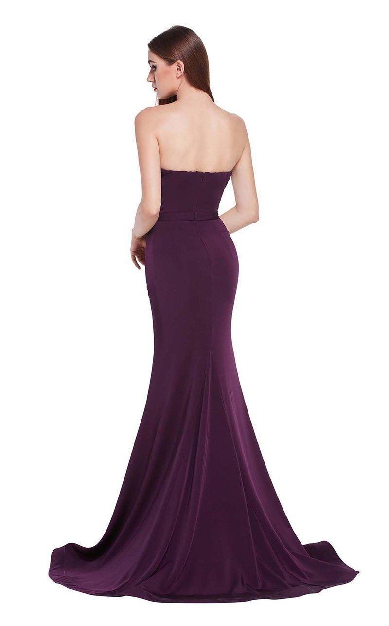 J'Adore Sweetheart Satin Crepe Trumpet Dress in Plum Size 8 - Image 3