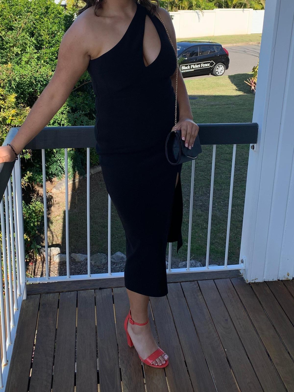 Bec & Bridge Emerald Avenue Asym Midi Dress black size 12 - Image 3