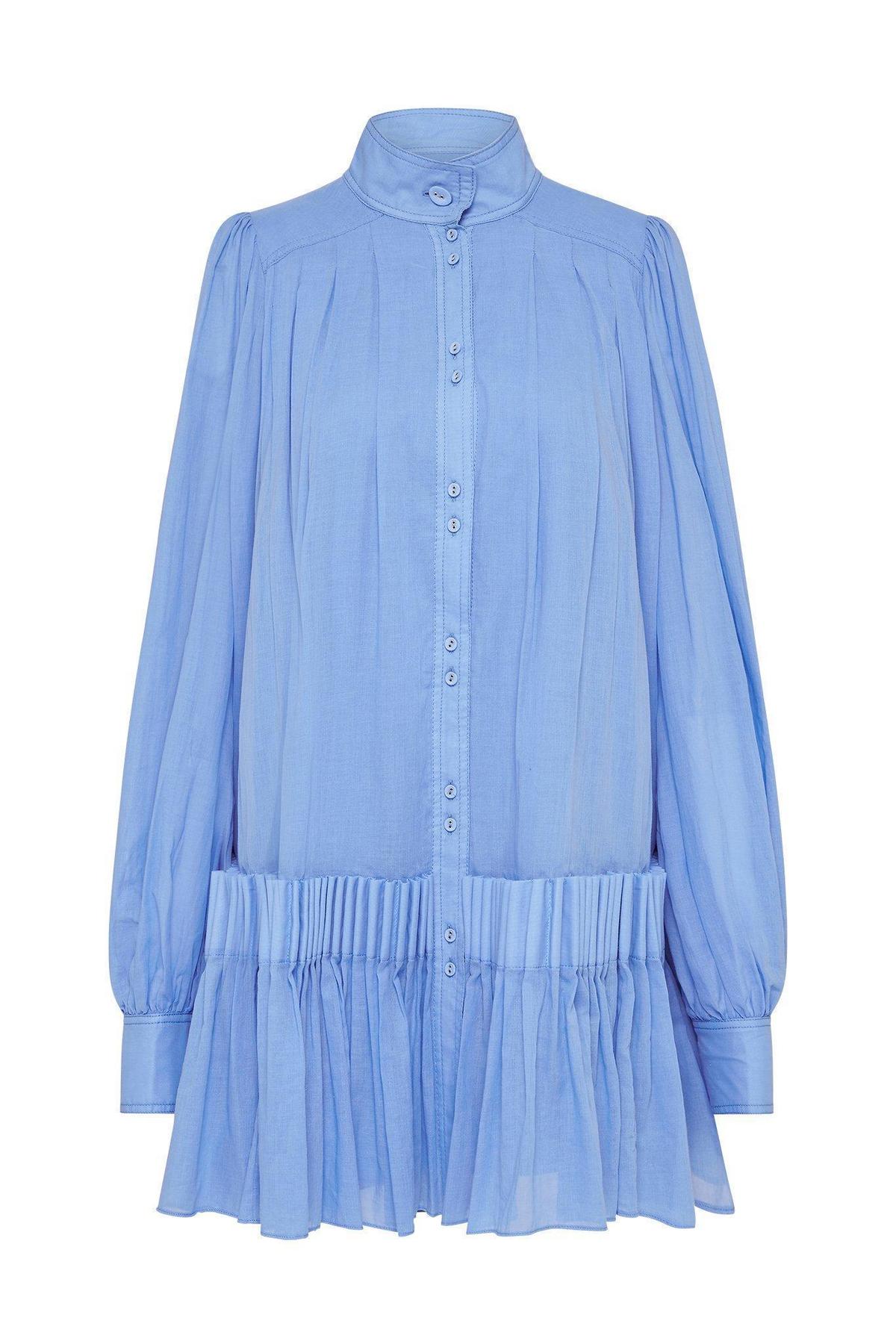 Aje Pavillon Pleat Mini Dress Cornflower Blue Size 8 - Image 5