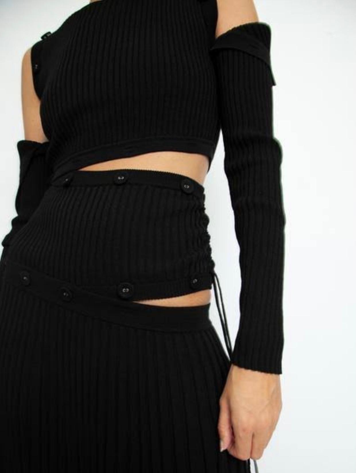 Christopher Esber Deconstruct Long Sleeve Knit Dress Black Size M - Image 3
