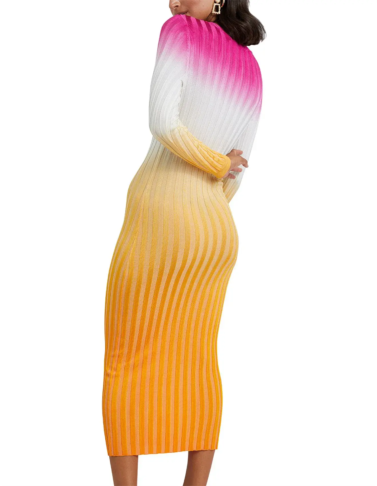 By Johnny Fuchsia Sunrise Ribbed Midi Dress Multi Size 8 - Image 2