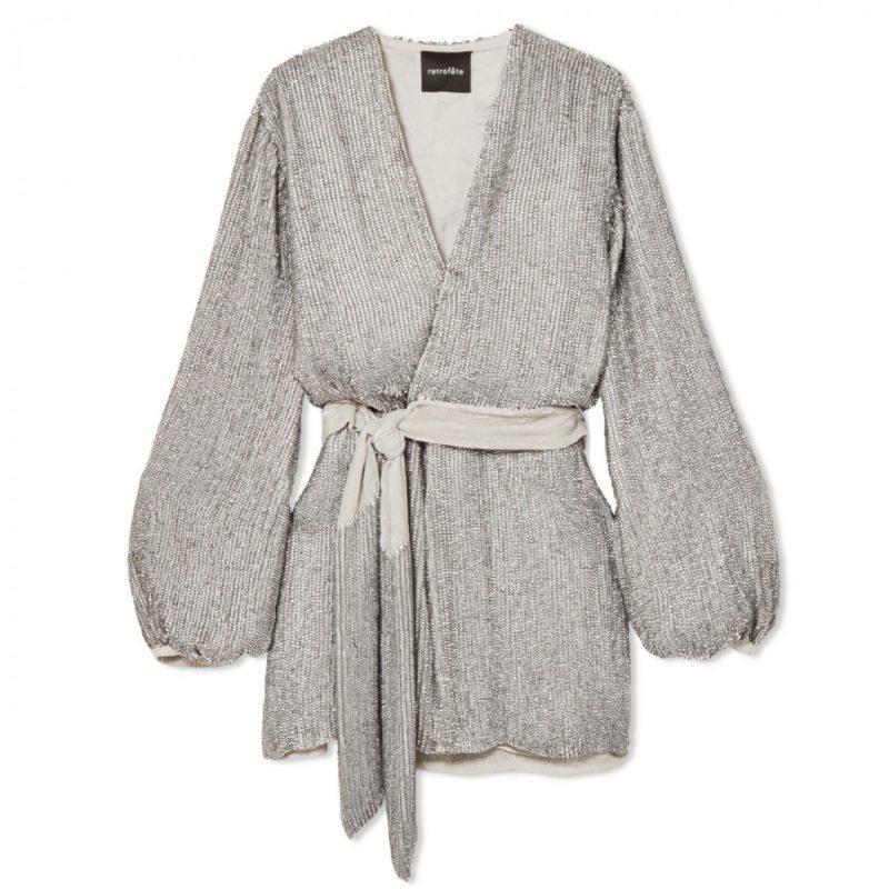 Retrofete Gabrielle Robe in Silver Size 6 for rent on The Volte - main image