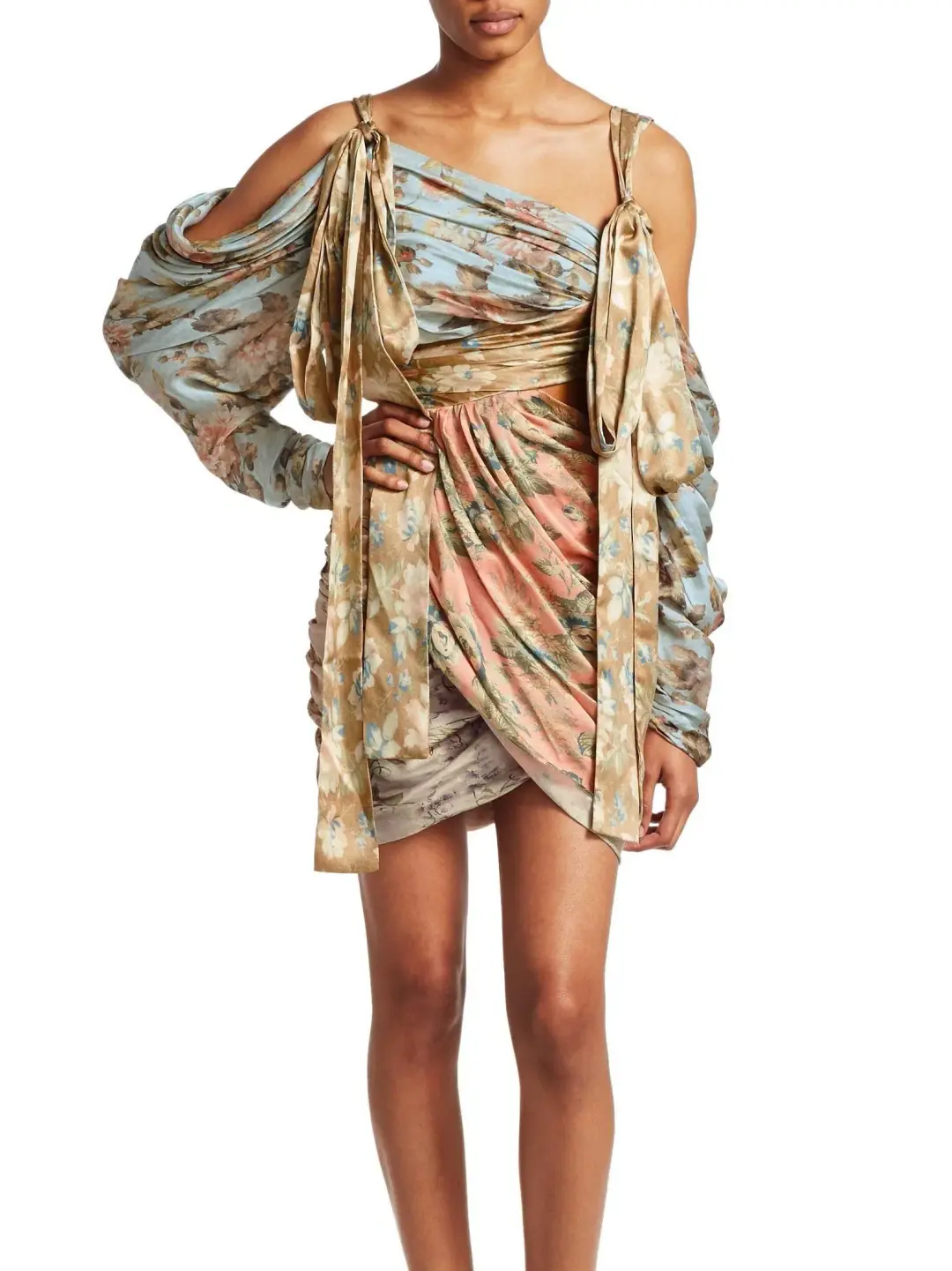 Zimmermann Unbridled Elixir Silk Mini Dress Nude Blush Print Size 6 for rent on The Volte - main image