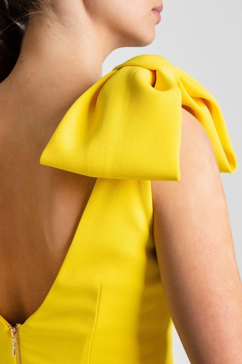 Rebecca Vallance - Mondrain Bow Dress Yellow Size 6 - Image 4