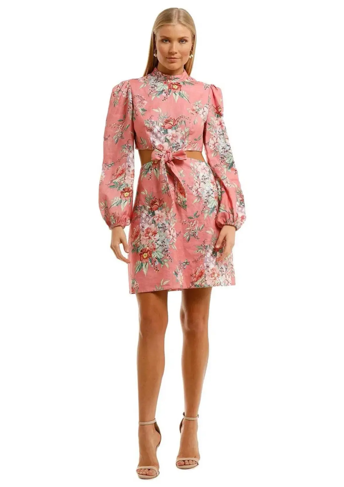 Zimmermann Bellitude Bow Front Mini Dress Baby Pink Floral Size 0 / AU 8 - Image 1