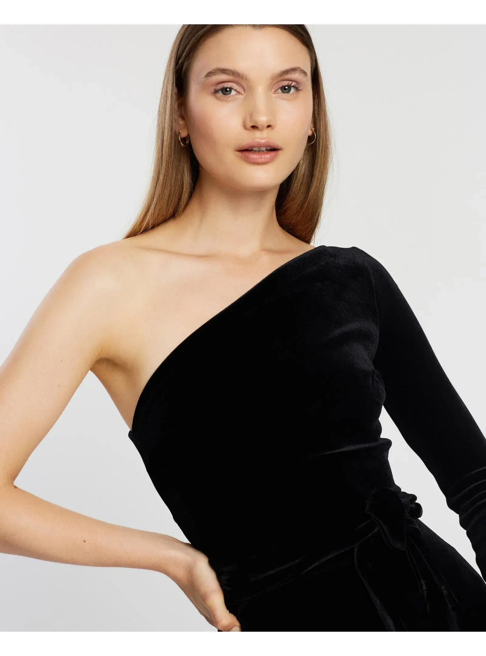 Bec & Bridge Velours One Shoulder Dress Black Size AU 6 - Image 3