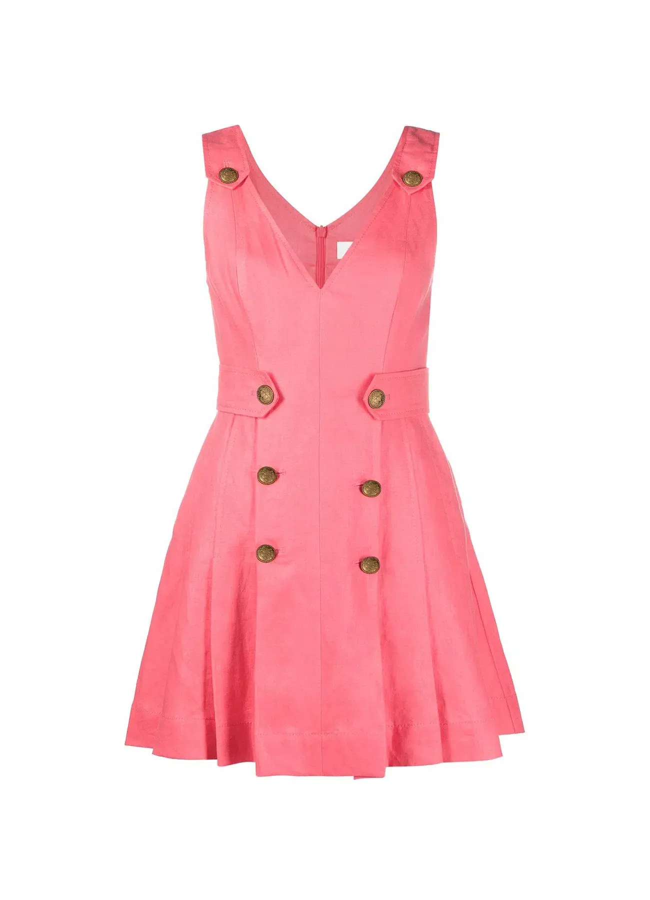 Zimmermann The Lovestruck Buttoned Mini Dress Watermelon Size 2 / Au 12 - Image 3