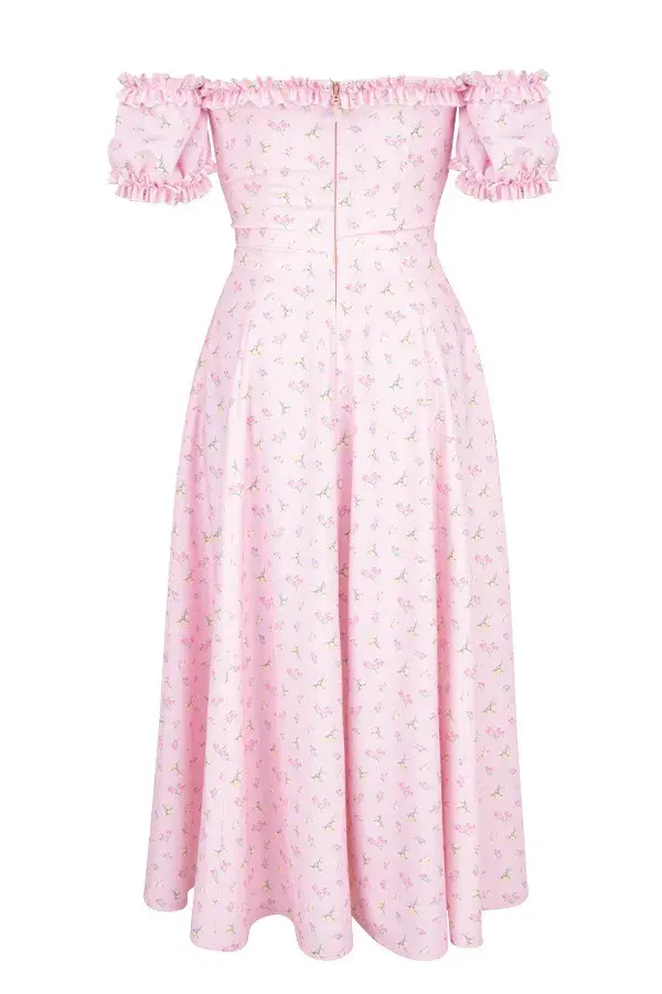 House of CB 'Lauren' Strapless Midi Sundress Pink Floral Size Small / Au 8 - Image 6