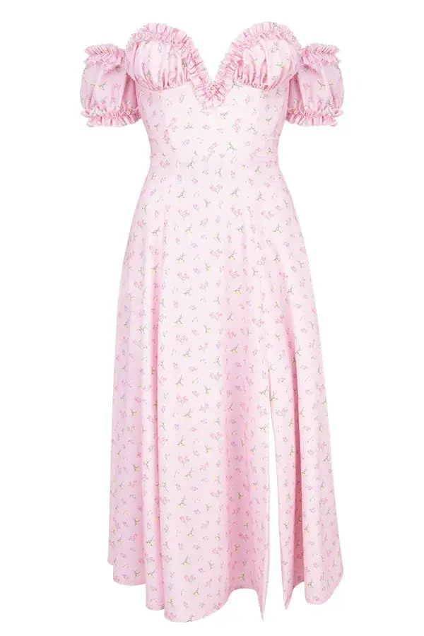 House of CB 'Lauren' Strapless Midi Sundress Pink Floral Size Small / Au 8 - Image 4