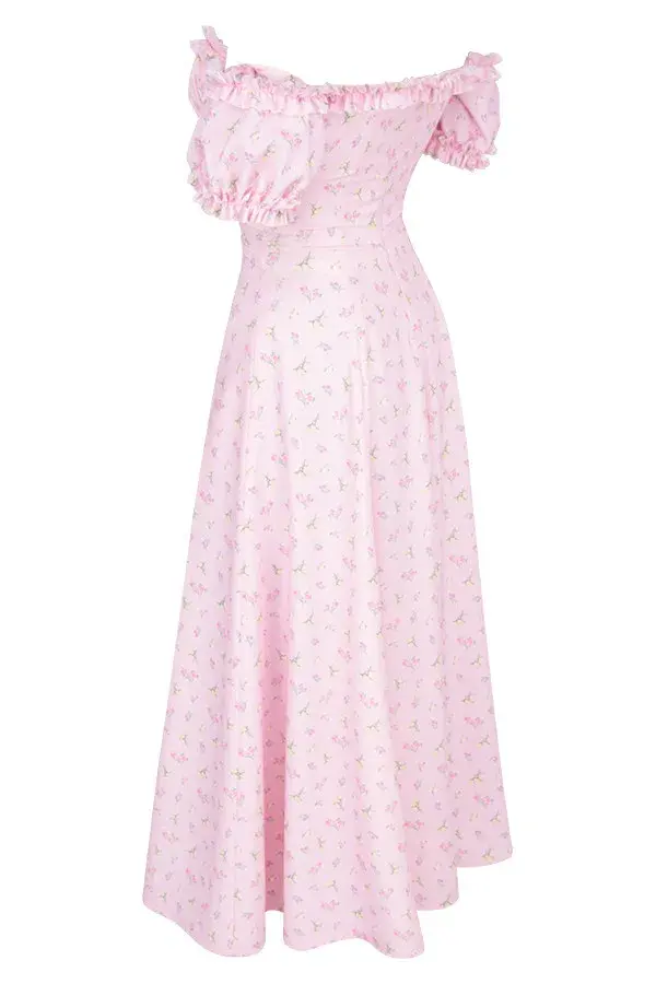 House of CB 'Lauren' Strapless Midi Sundress Pink Floral Size Small / Au 8 - Image 5