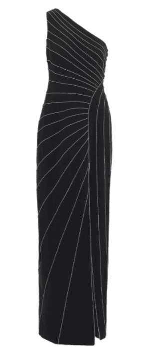 Halston Heritage One-Shoulder Metallic-Trimmed Crepe Gown Size 10 - Image 3