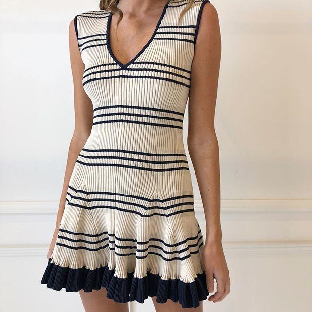 Alice McCall - Frenchie Dress Navy & White Sz 6 for rent on The Volte - main image