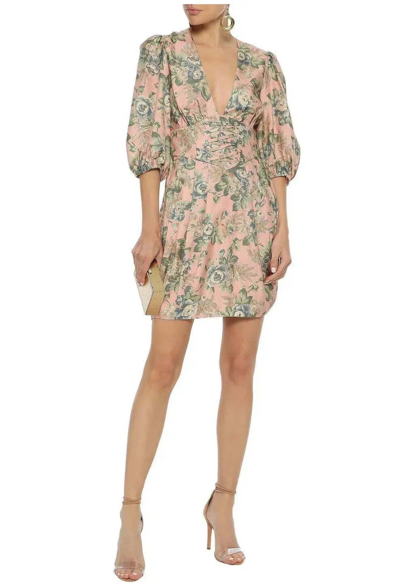 Zimmermann Tempest Lace Up Mini Dress Rouge Desert Rose Size 0 / AU 8 - Image 1