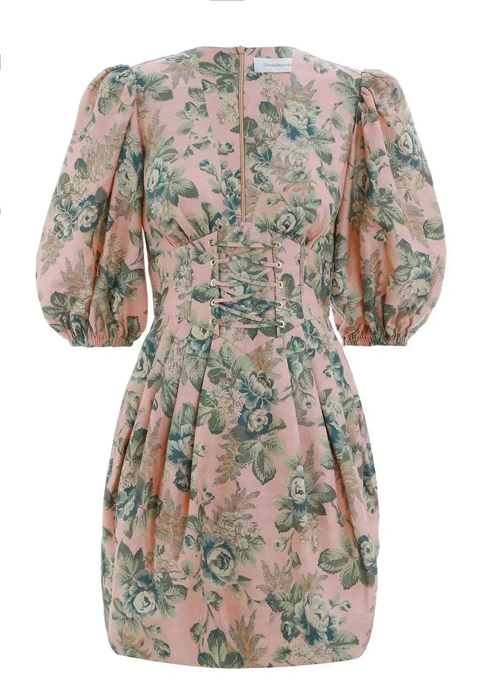 Zimmermann Tempest Lace Up Mini Dress Rouge Desert Rose Size 0 / AU 8 - Image 3
