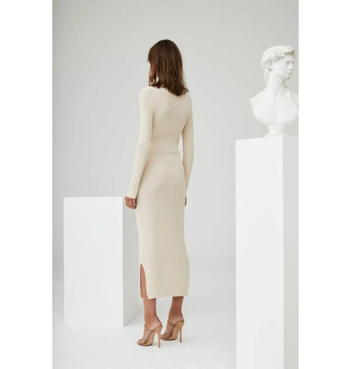 Sir the Label Celena Draped Knit Midi Dress Cream Size 0 / AU 6 - Image 2