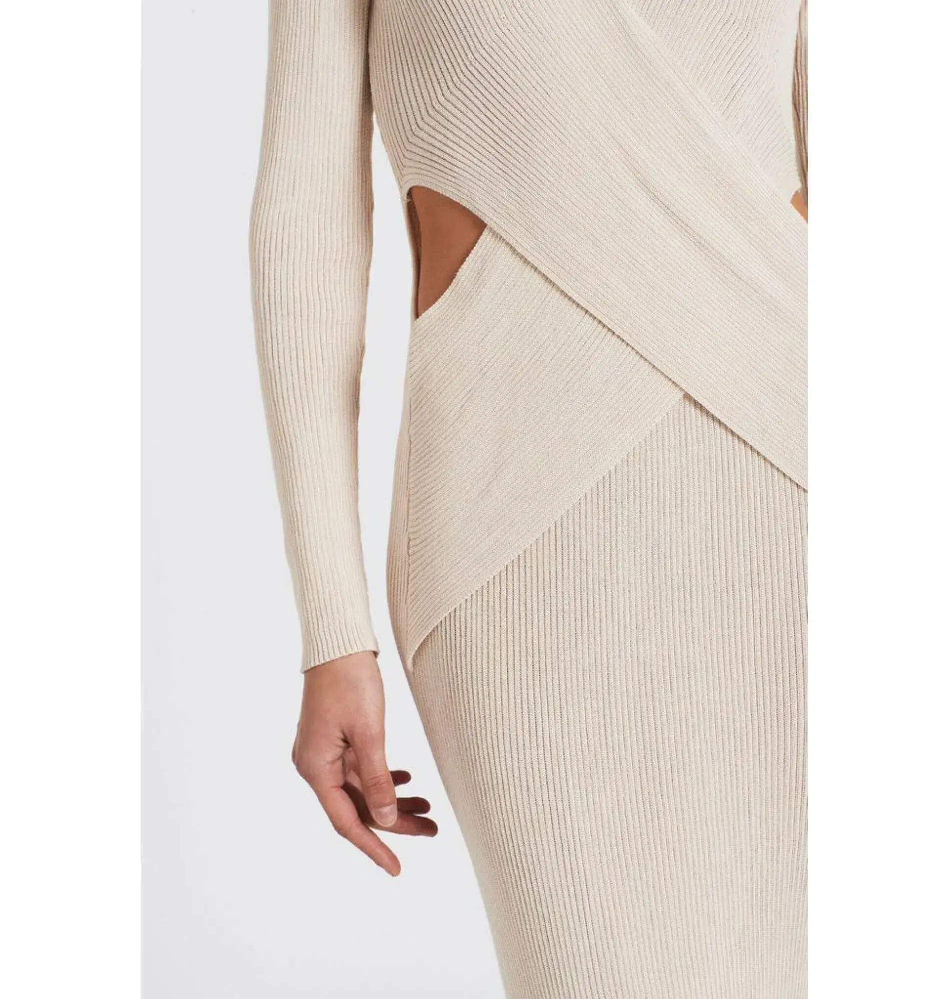 Sir the Label Celena Draped Knit Midi Dress Cream Size 0 / AU 6 - Image 3