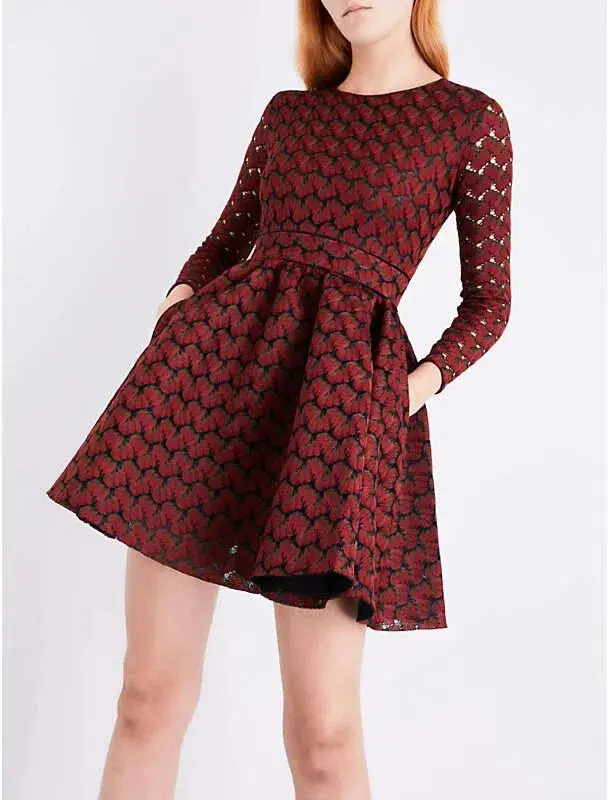 Maje Royani Bonded Lace Dress Red Size 8 - Image 1