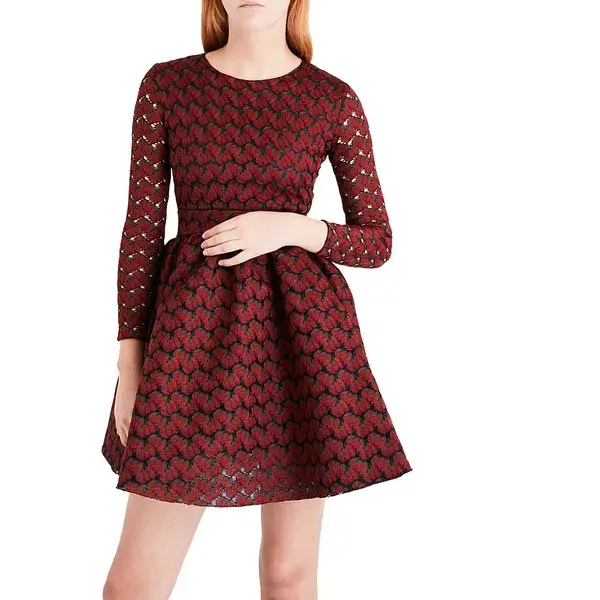 Maje Royani Bonded Lace Dress Red Size 8 - Image 5