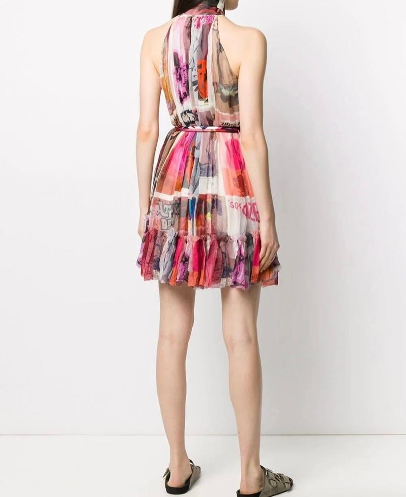 Zimmermann Wavelength High Collar Sleeveless Mini Dress Multi Size 8 - Image 2