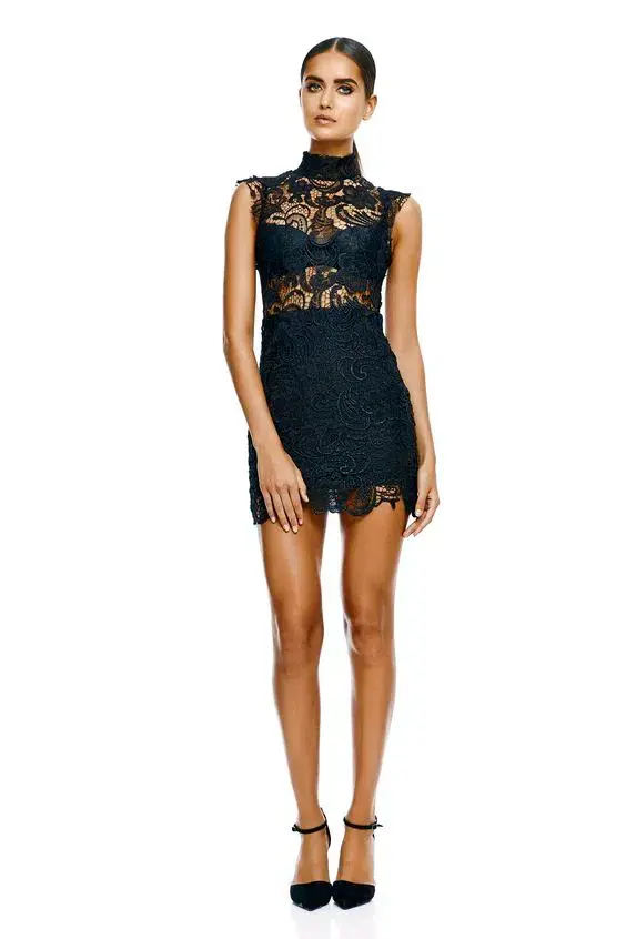 Misha Alaia Lace Dress Black Size 10 - Image 1
