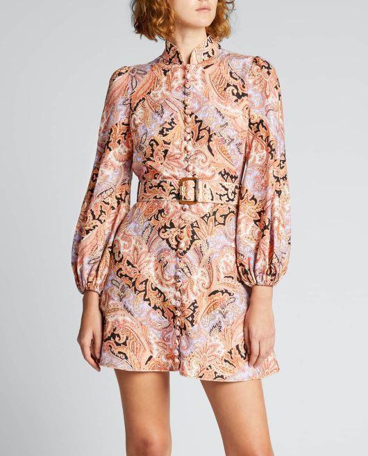 Zimmermann Botanica Chevron Mini Dress Chevron Paisley Size 0 / AU 8 - Image 4