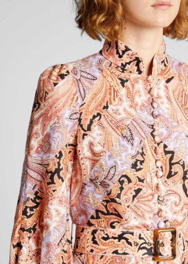 Zimmermann Botanica Chevron Mini Dress Chevron Paisley Size 0 / AU 8 for rent on The Volte - main image