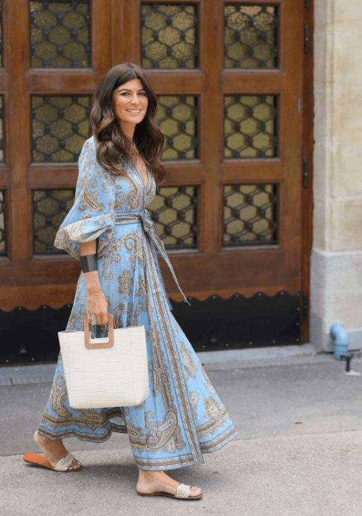 Zimmermann Fiesta Wrap Long Dress Aqua Paisley Size 0 / AU 8 - Image 3