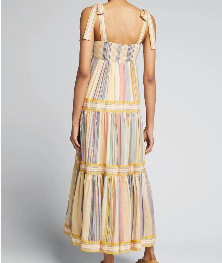 Zimmermann Mae Tie Shoulder Dress Multi Stripe Size 0 / AU 8 for rent on The Volte - main image