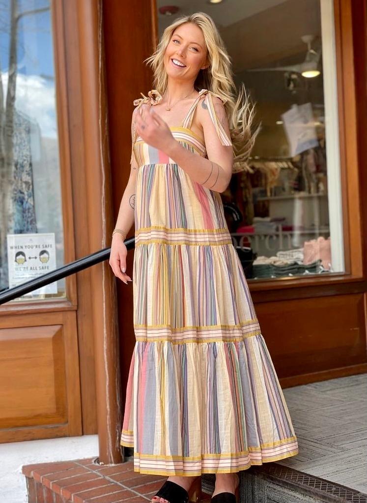 Zimmermann Mae Tie Shoulder Dress Multi Stripe Size 0 / AU 8 - Image 2