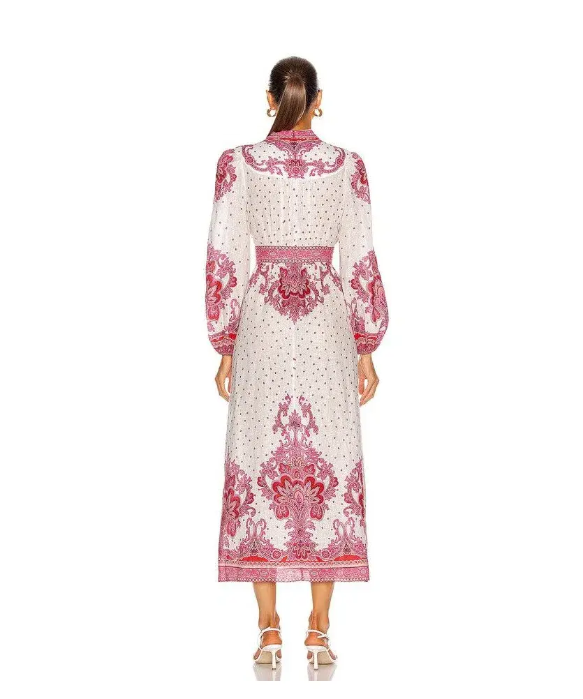 Zimmermann Bells Paisley Long Dress Red Paisley Size 1 / Au 10 - Image 3