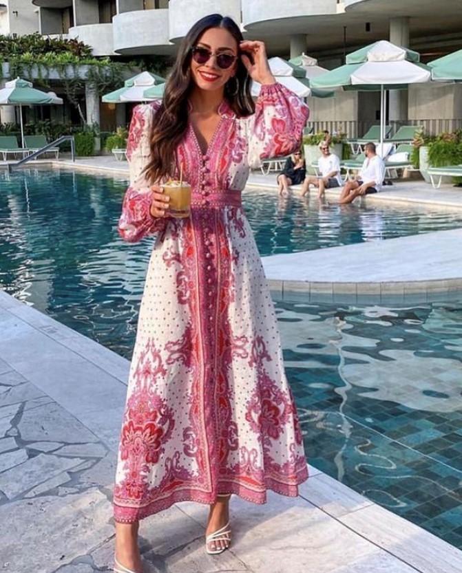 Zimmermann Bells Paisley Long Dress Red Paisley Size 1 / Au 10 - Image 2