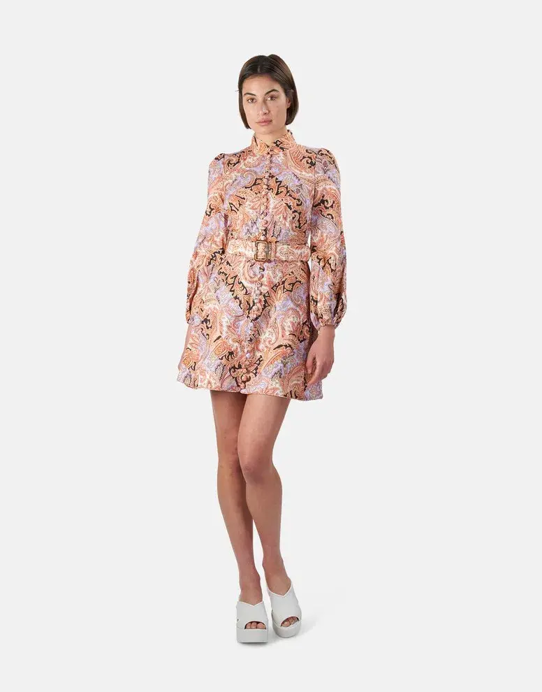 Zimmermann Botanica Chevron Mini Dress Print Size 1 /Au 10 - Image 1