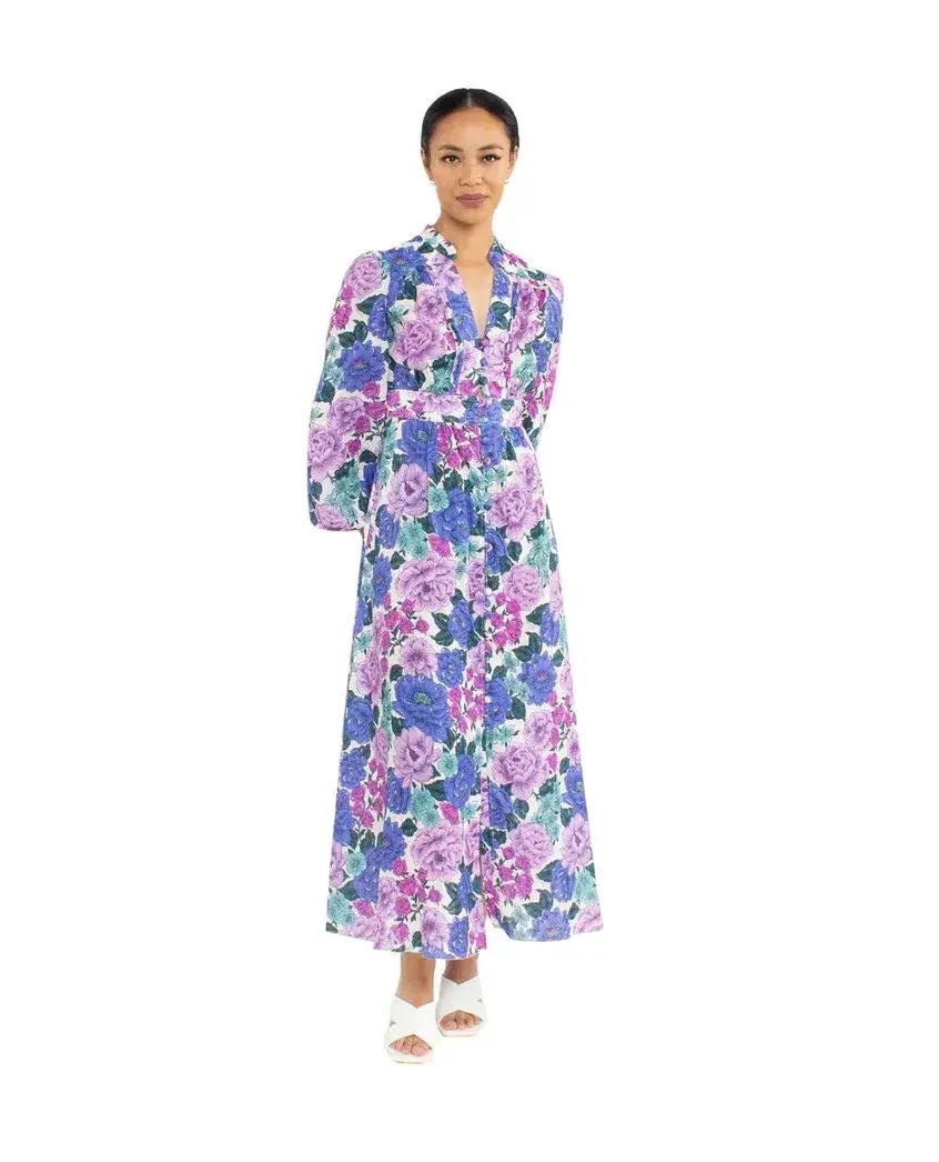Zimmermann Poppy Plunge Midi Dress in Lilac Floral Size 1 / AU 10 for rent on The Volte - main image
