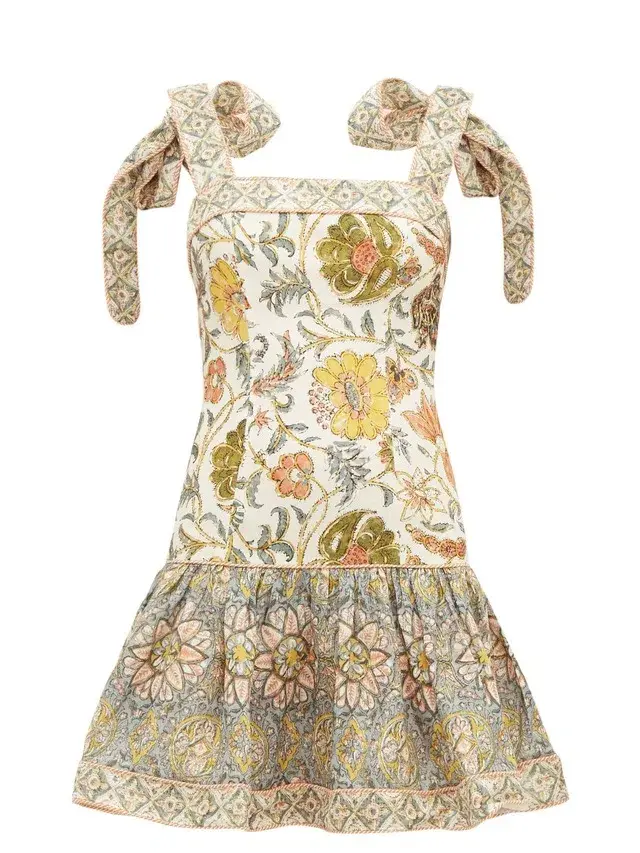 Zimmermann Edie Tie Mini Dress Print Size 0/Au 8  for rent on The Volte - main image