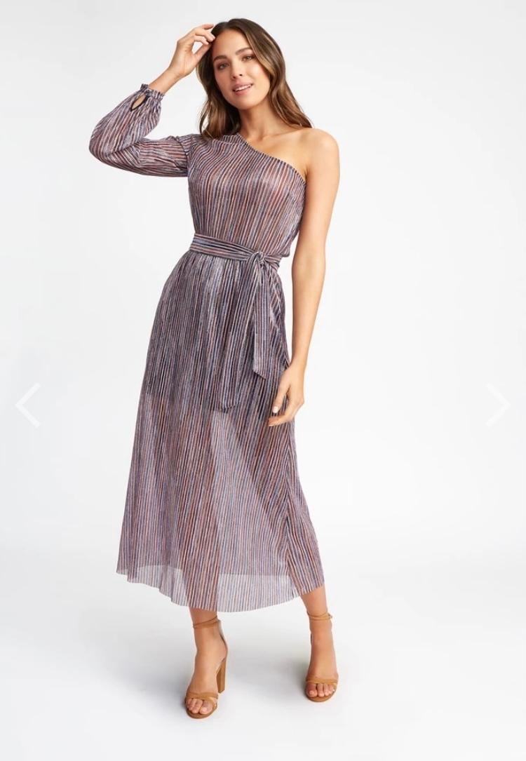 Kookai Illuminate One Shoulder Dress Metallic Size 10 - Image 1