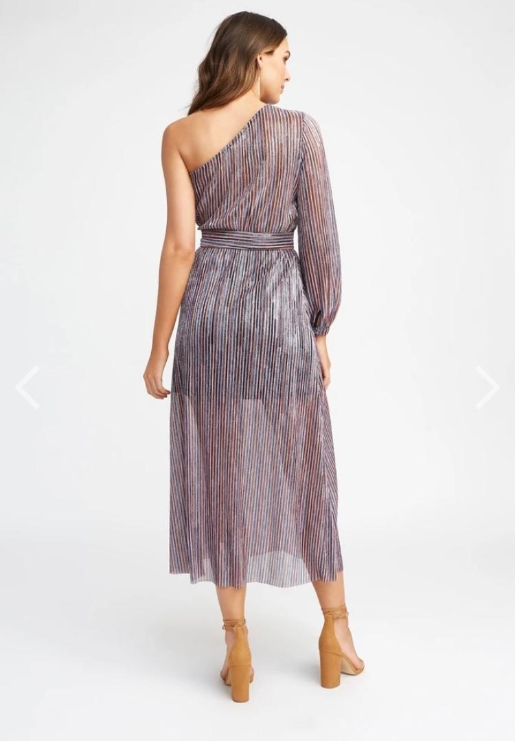 Kookai Illuminate One Shoulder Dress Metallic Size 10 - Image 3