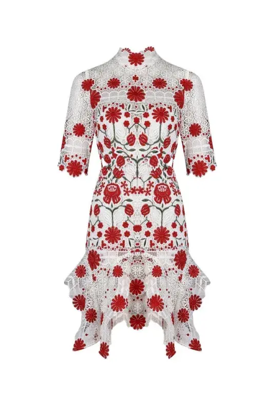 Thurley English Rose Dress Red Floral Size AU 6 - Image 5