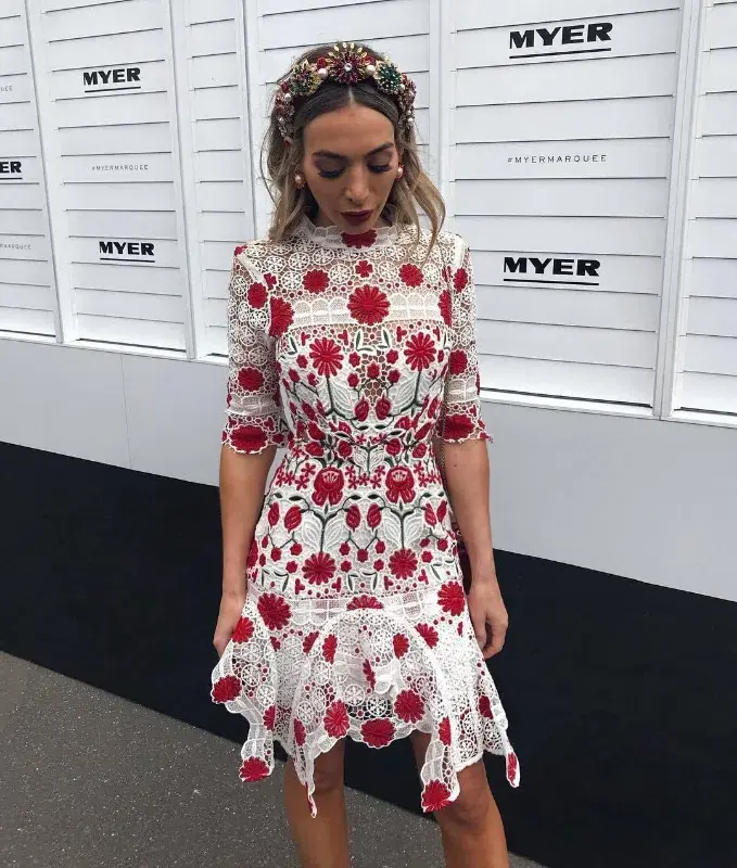 Thurley English Rose Dress Red Floral Size AU 6 - Image 3