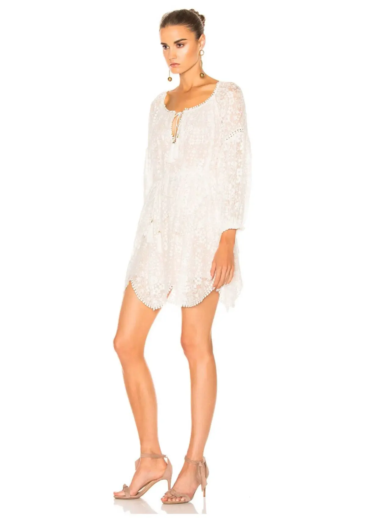 Zimmermann Gossamer Scallop Mini Dress Ivory Size 8 - Image 1
