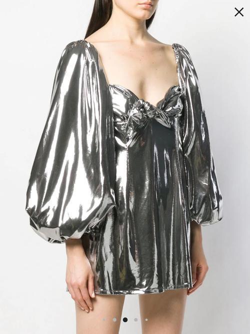 The Attico Silver Mini Dress - Image 3