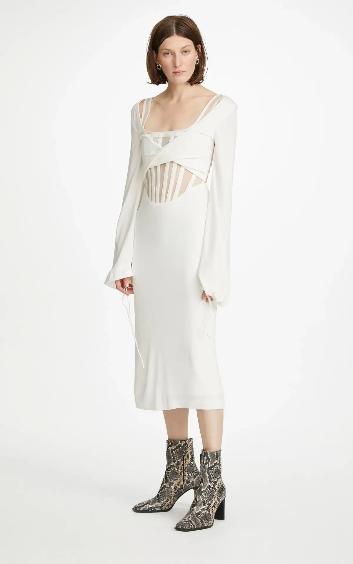 Dion Lee Viscose Jersey Twist Corset Dress White Size 6 - Image 2