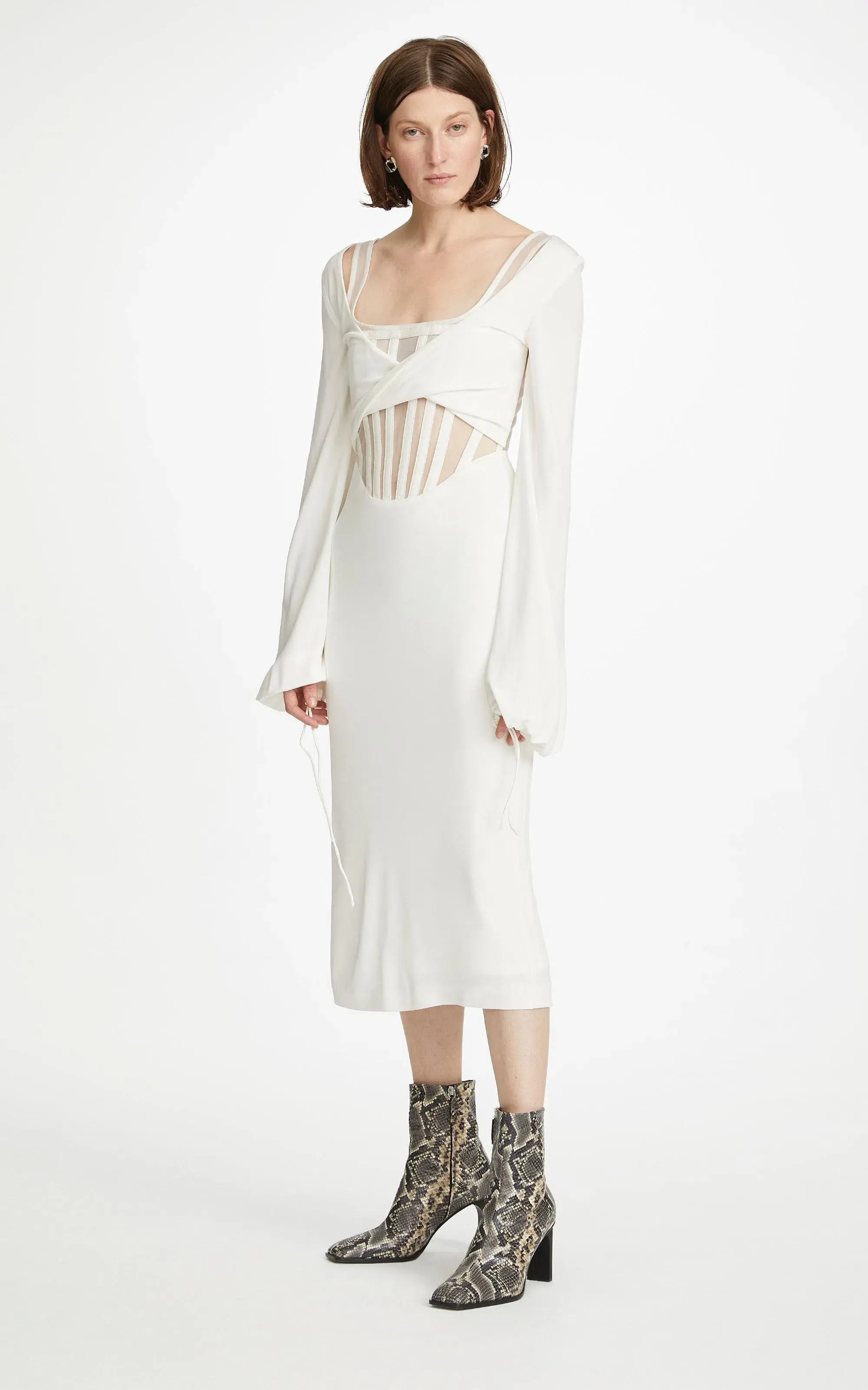 Dion Lee Viscose Jersey Twist Corset Dress White Size 6 - Image 2